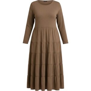 Soft Surroundings Tiered Maxi Dress XL Brown Boho modest cottagecore church